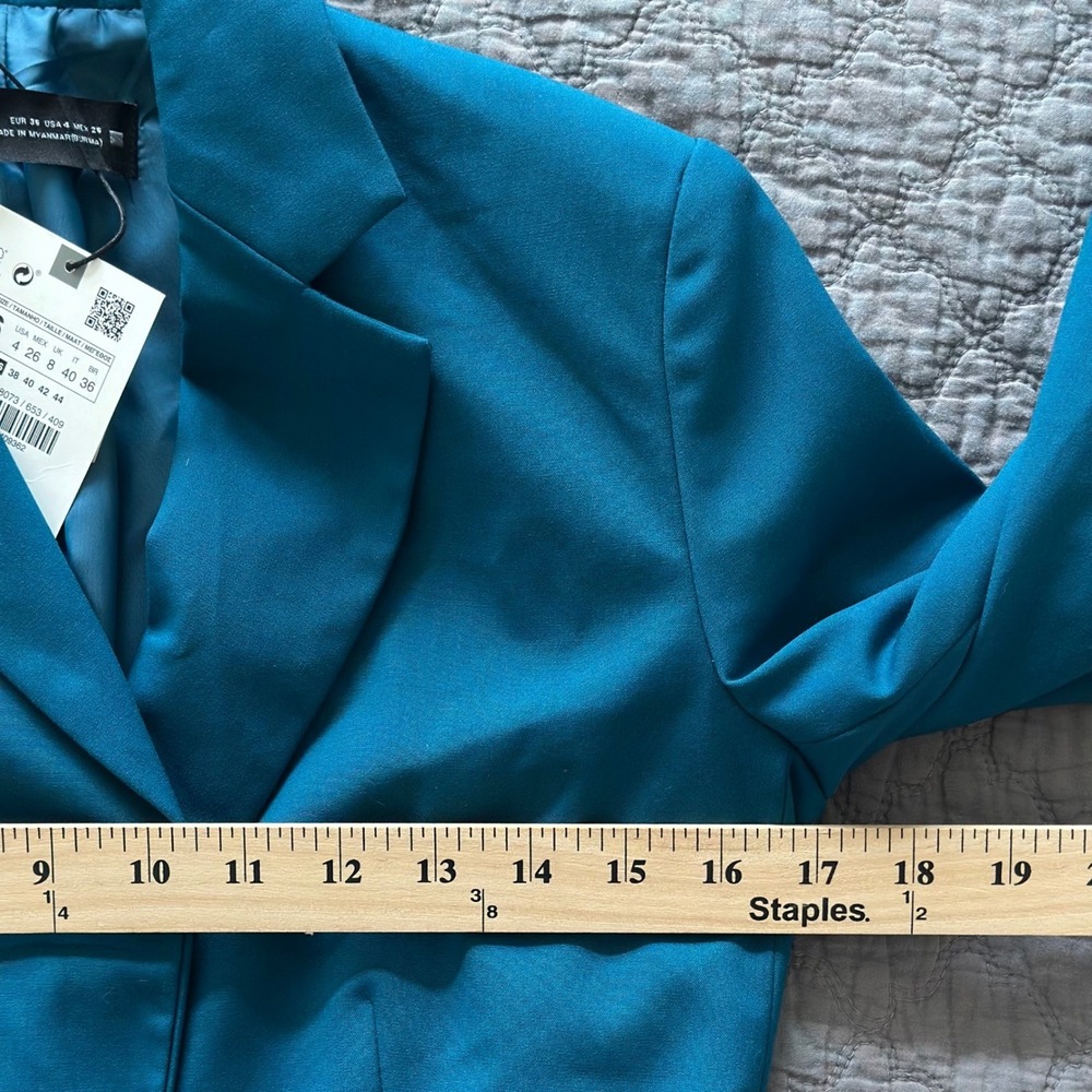 Zara Teal Single-Button Blazer - Picture 13 of 15